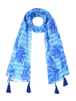 Sjaal blauw/wit - (L)180 x (B)110 cm