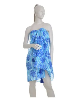 Sjaal blauw/wit - (L)180 x (B)110 cm