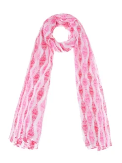 Sjaal rood/roze/wit - (L)180 x (B)110 cm