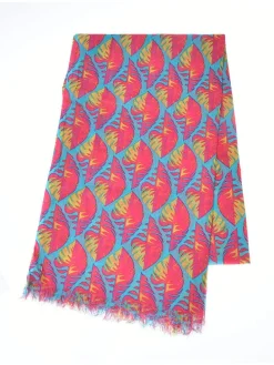 Sjaal roze/blauw/oranje - (L)180 x (B)100 cm