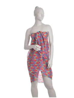 Sjaal roze/blauw/oranje - (L)180 x (B)100 cm