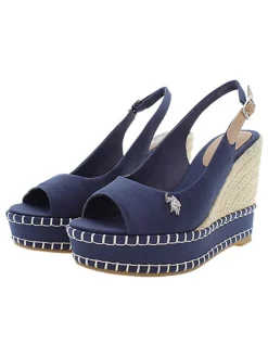Sleehaksandalen donkerblauw/beige