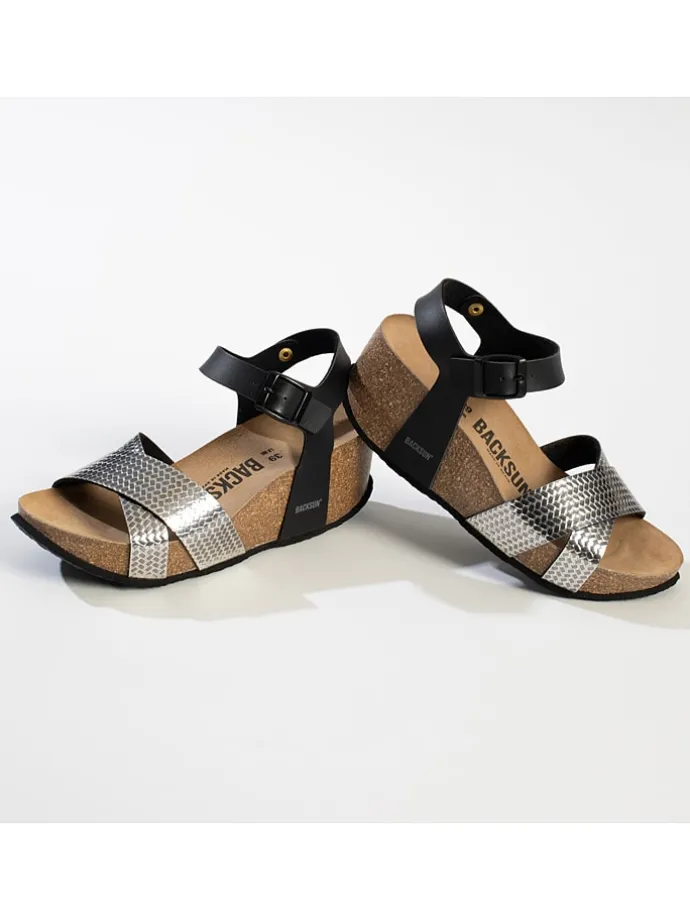 Sleehaksandalen "Genes" zwart/zilverkleurig