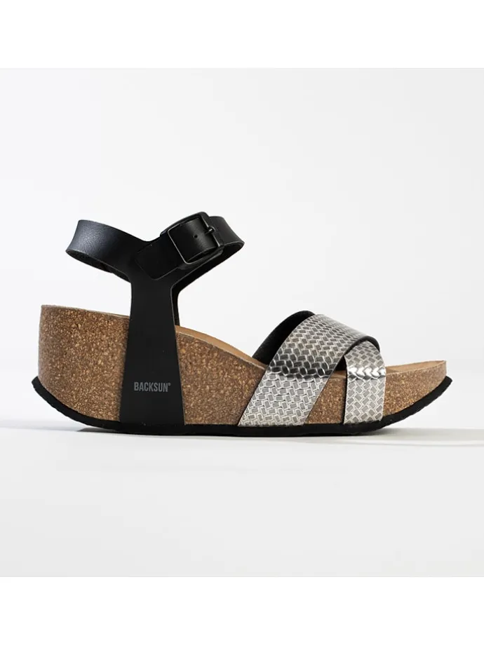 Sleehaksandalen "Genes" zwart/zilverkleurig