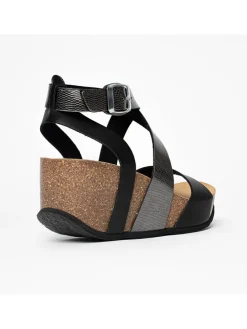 Sleehaksandalen "Pampelune" zwart/zilverkleurig