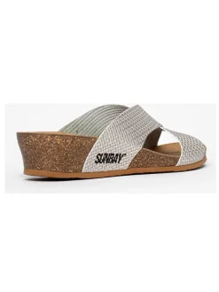 Sleehakslippers "Rita" zilverkleurig