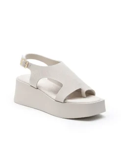 Sleehakteensandalen beige