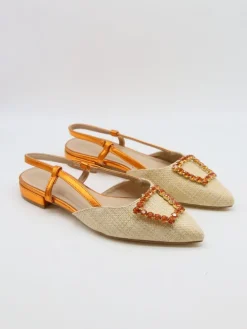 Slingballerina's oranje/beige