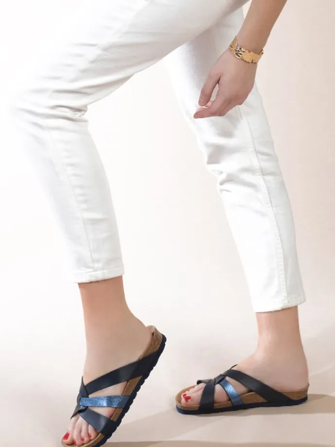 Slippers "Albury" zwart/blauw