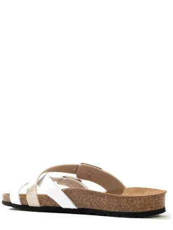 Slippers "Bambou" wit/goudkleurig
