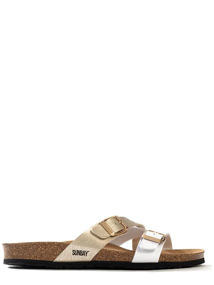 Slippers "Bambou" wit/goudkleurig