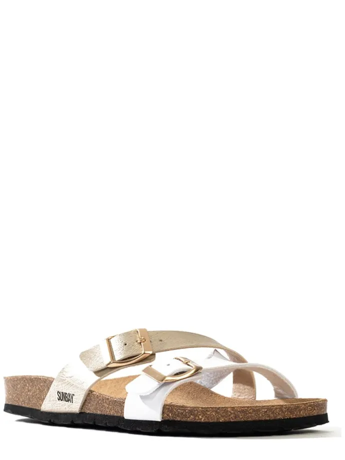 Slippers "Bambou" wit/goudkleurig