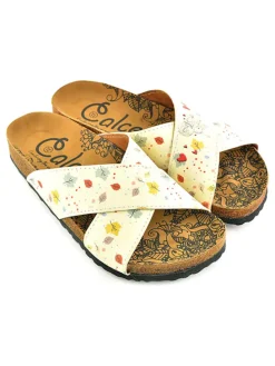 Slippers crème/meerkleurig
