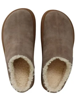 Slippers met lamsvacht "Lina" taupe