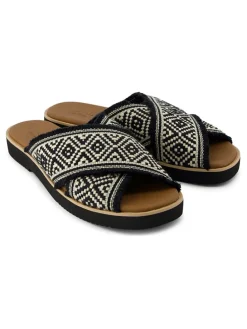 Slippers zwart/crème