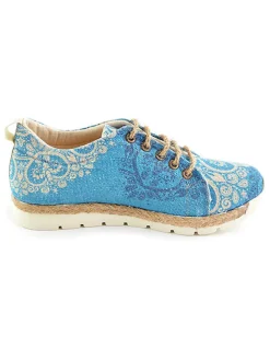 Sneakers beige/blauw