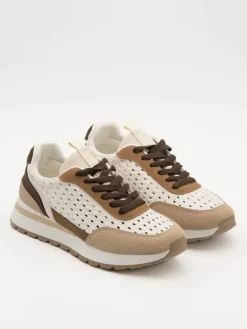 Sneakers bruin/crème