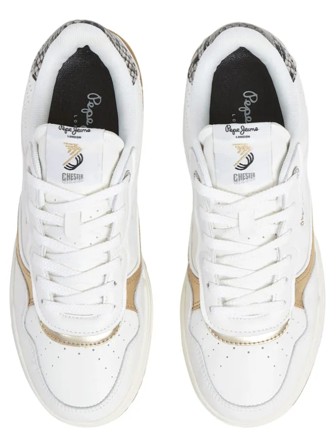 Sneakers "Chester" wit/goudkleurig