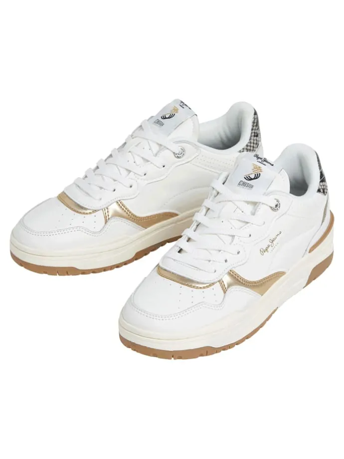 Sneakers "Chester" wit/goudkleurig