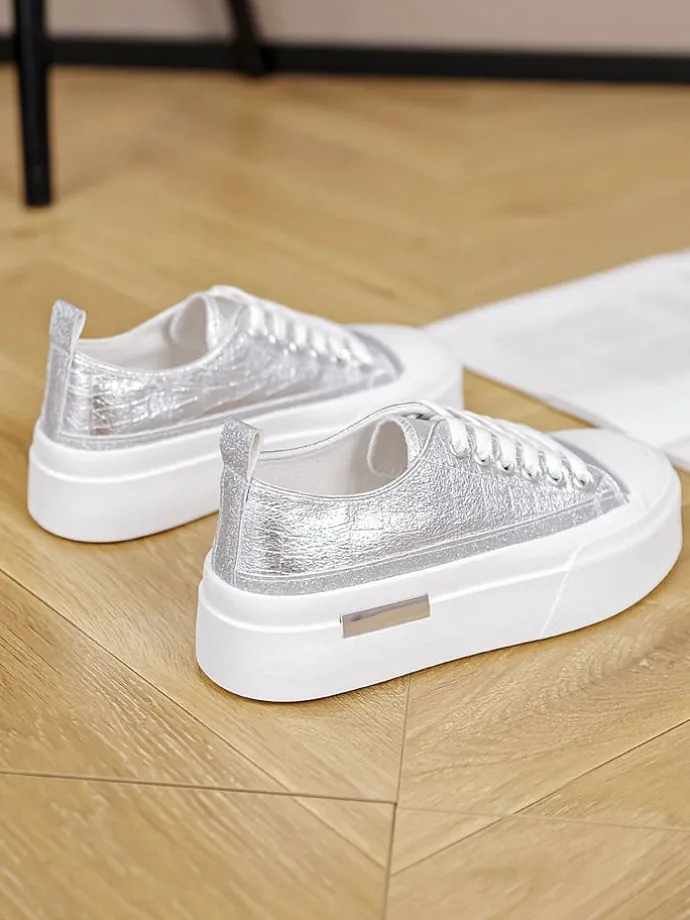 Sneakers zilverkleurig/wit