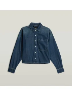 Spijkerblouse - relaxed fit - donkerblauw