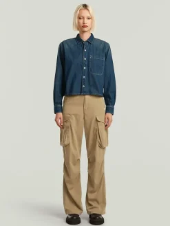 Spijkerblouse - relaxed fit - donkerblauw
