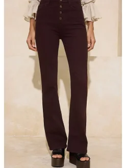 Spijkerbroek - flare fit - bruin