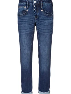 Spijkerbroek "Shyra" - tapered fit - donkerblauw