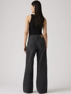 Spijkerbroek - wide leg - antraciet