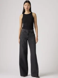 Spijkerbroek - wide leg - antraciet
