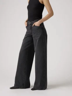 Spijkerbroek - wide leg - antraciet