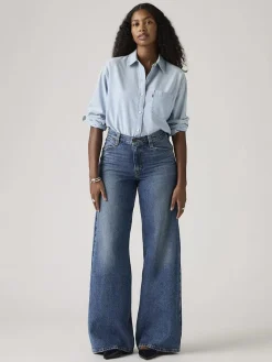 Spijkerbroek - wide leg - blauw