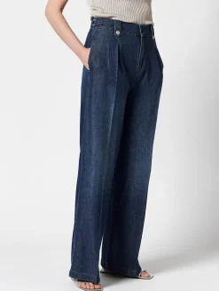 Spijkerbroek - wide Leg fit - donkerblauw