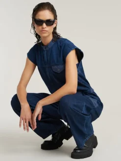 Spijkerjumpsuit donkerblauw