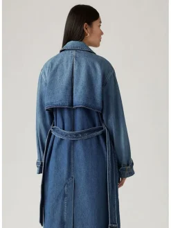 Spijkertrenchoaat blauw