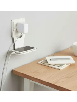 Stopcontact mobiele telefoonhouder wit - (B)12 x (H)12 x (D)8 cm