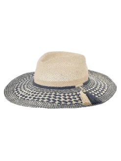 Strohoed beige/donkerblauw