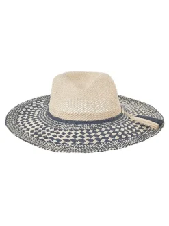 Strohoed beige/donkerblauw