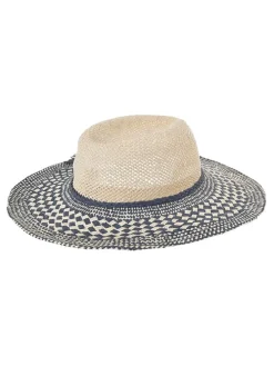 Strohoed beige/donkerblauw