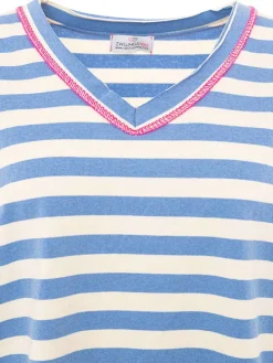 Sweatshirt "Neon Streifen" wit/blauw