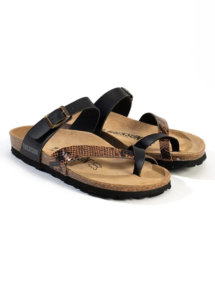 Teenslippers "Barcelone" zwart/bruin