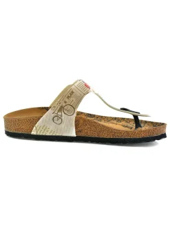 Teenslippers crème/meerkleurig
