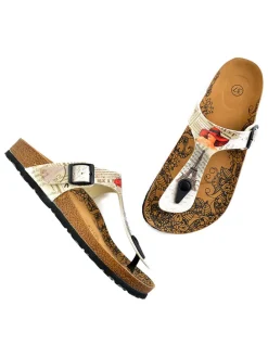 Teenslippers crème/meerkleurig