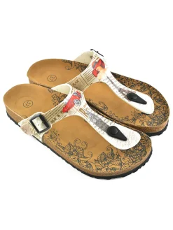 Teenslippers crème/meerkleurig