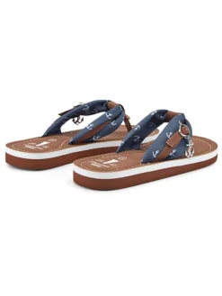 Teenslippers donkerblauw/lichtbruin