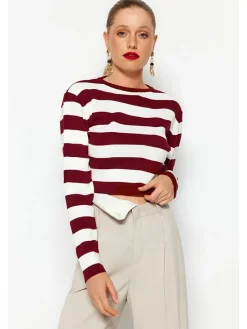 Trui bordeaux/wit