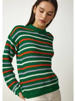 Trui groen/oranje/wit