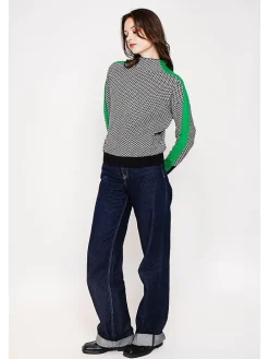 Trui zwart/wit/groen