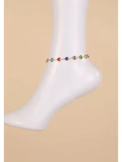 Vergulde enkelketting met edelstenen