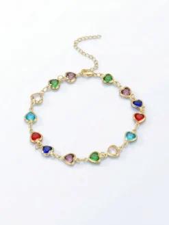 Vergulde enkelketting met edelstenen